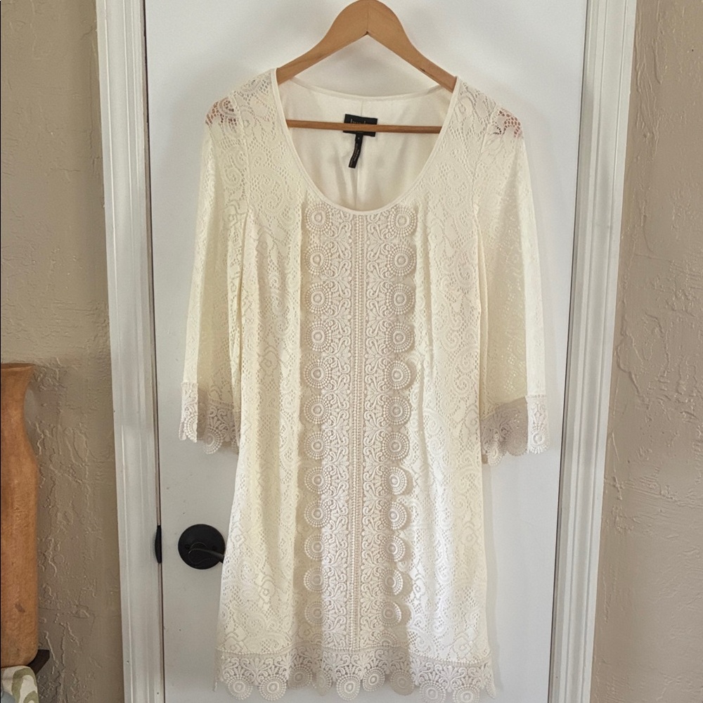 Laundry By Shelli Segal Cream Lace Scoop-Neck Tunic